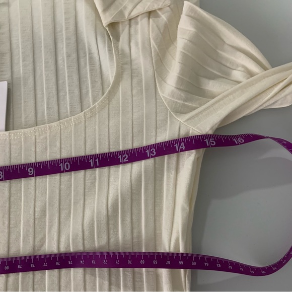 Reformation Small NEW Vittoria Ivory Rib Open Neck Collar Mini Dress Bodycon - Picture 9 of 12